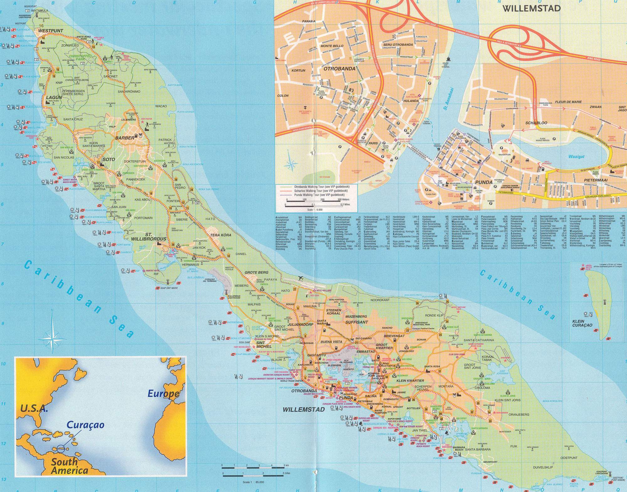 curacao-island map